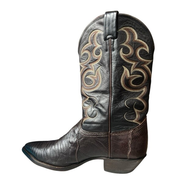 Vintage Nocona Men’s Western Boots 1536 Cowboy Snake Skin Flame Stitch 11-1/2 D main image 4